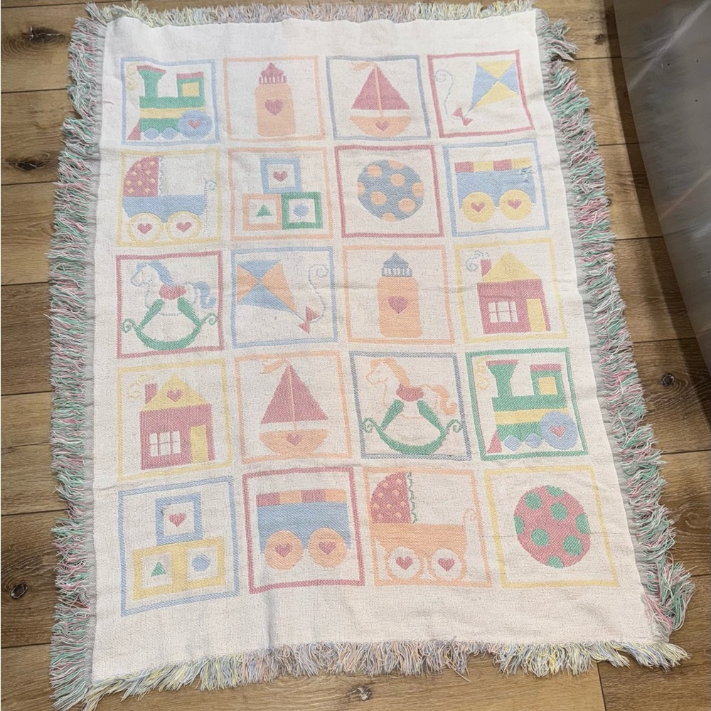 Vintage pastel‎ Patchwork Fringe Tapestry Throw Baby Blanket